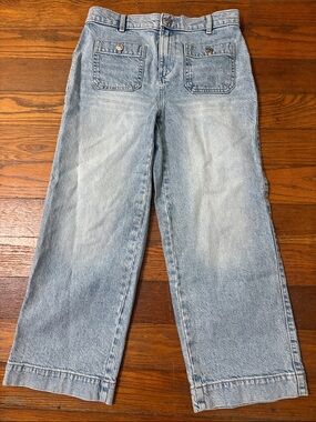 LOFT The Palmer Wide Leg cropped Light Wash Jeans Women’s Size 25Petite